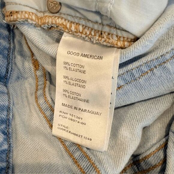 Good American Jeans The Weekender Boyfriend Raw Hem Light wash Size 14 - Picture 6 of 13